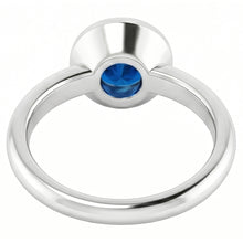 Solitaire Ring Blue Sapphire 0.75 Carats Bezel Setting White Gold 14K