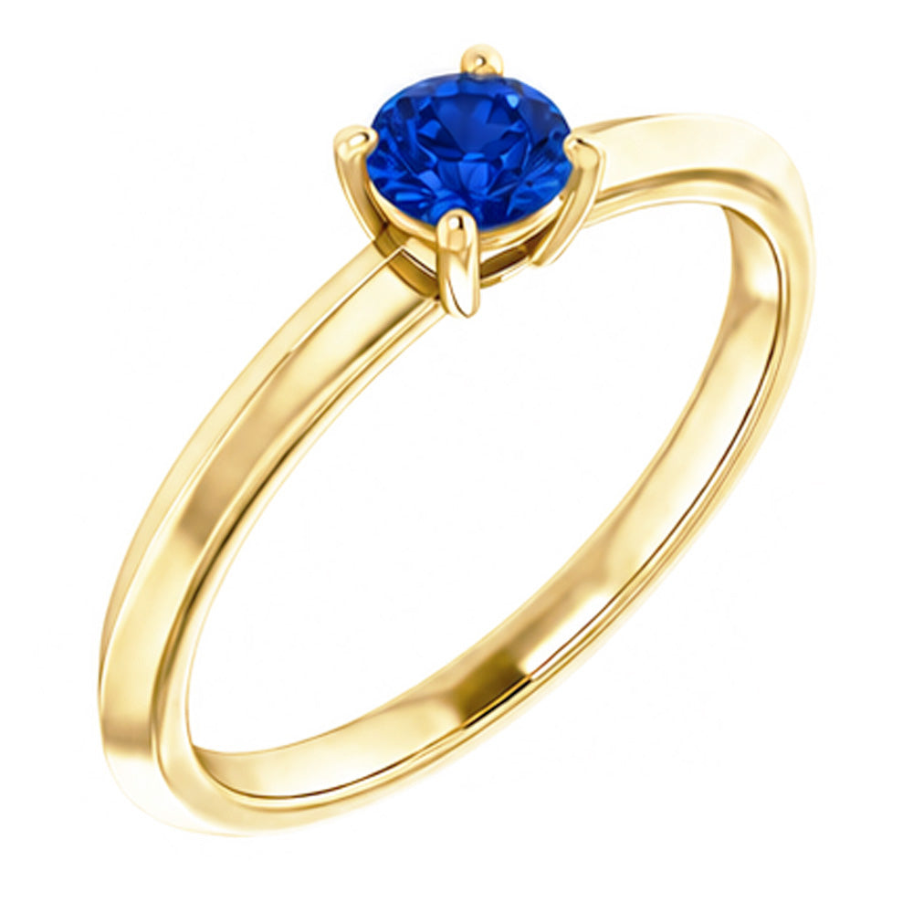 Solitaire Ring Blue Sapphire 1.25 Carats Yellow Gold 14K Jewellery