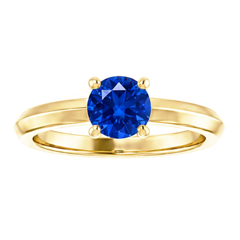 Solitaire Ring Blue Sapphire 1.25 Carats Yellow Gold 14K Jewellery