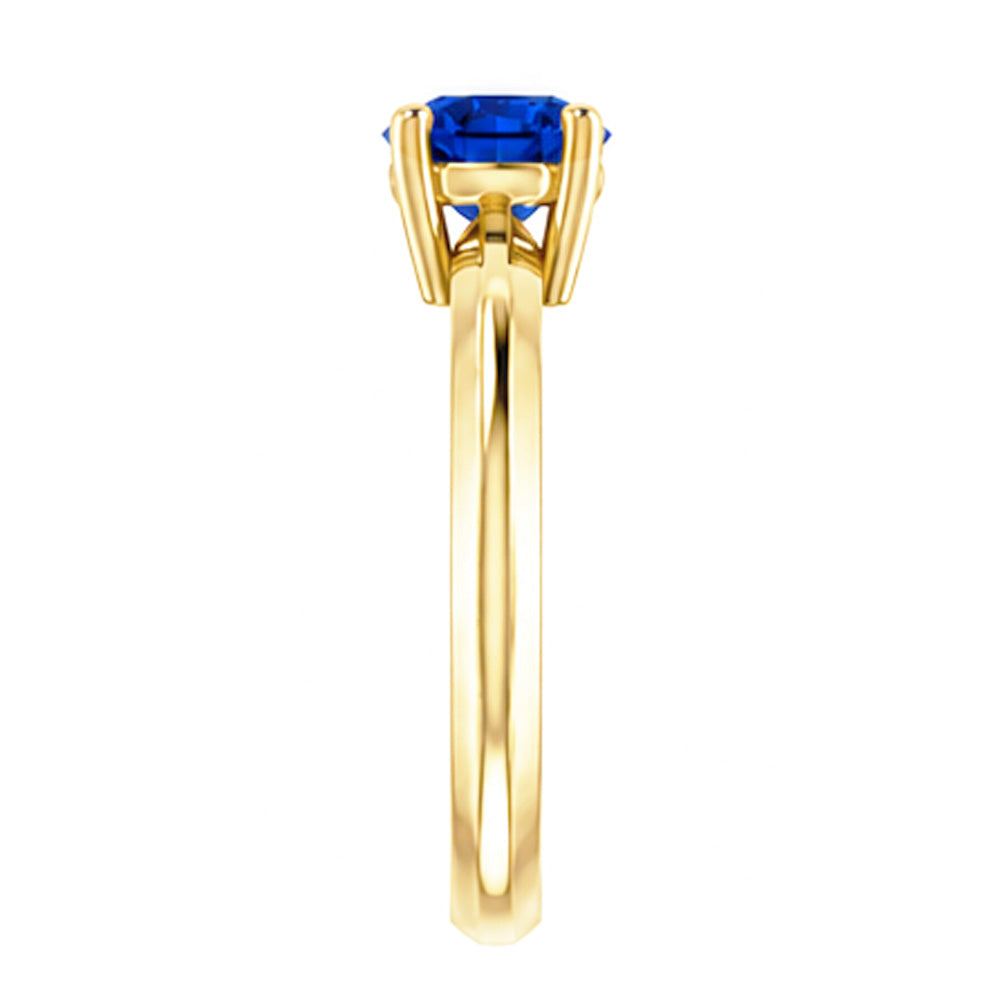 Solitaire Ring Blue Sapphire 1.25 Carats Yellow Gold 14K Jewellery