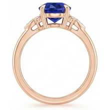 natural round sapphire 4ct ring on white background