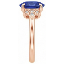 natural round sapphire 4ct ring profile view