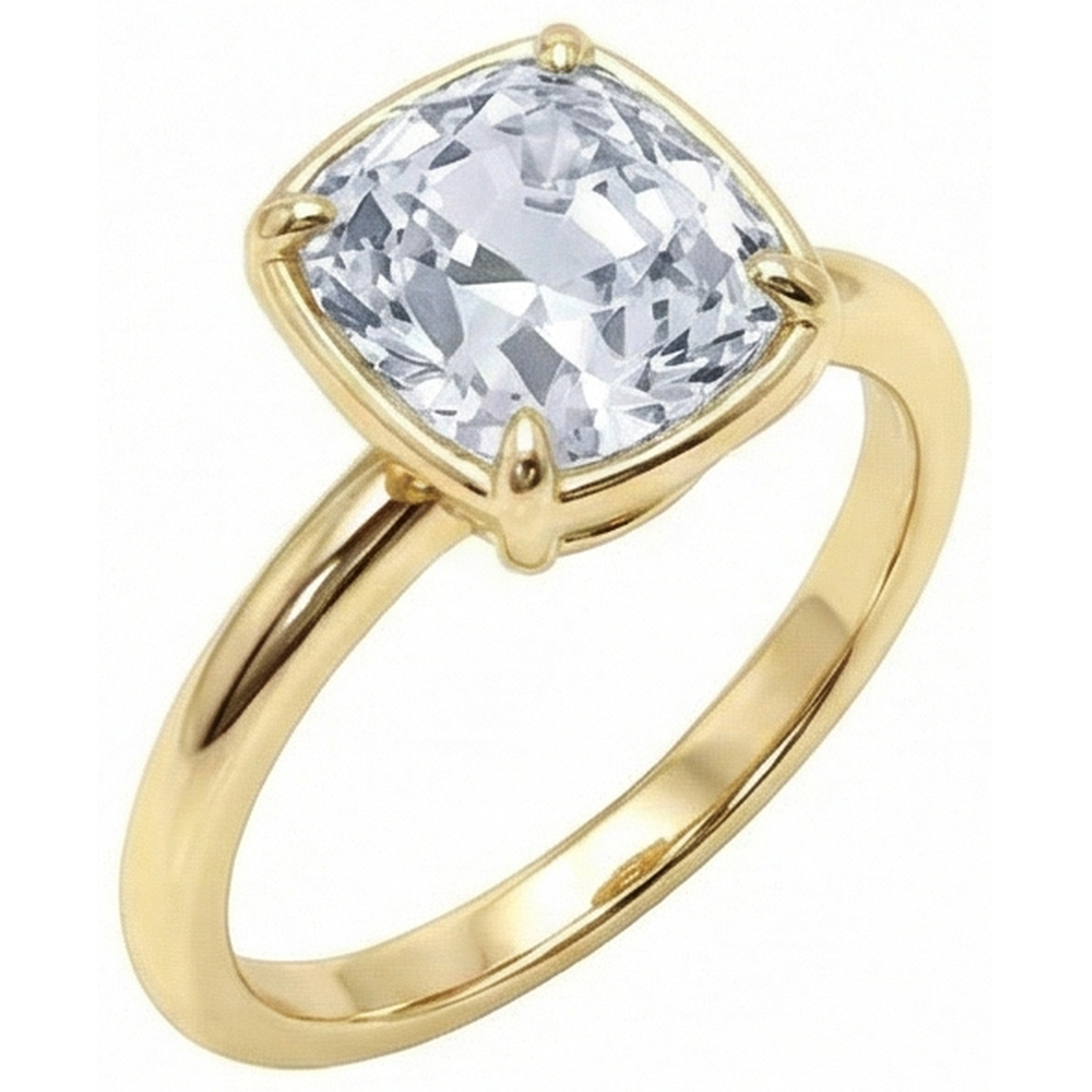 Solitaire Ring Cushion Old Miner Genuine Natural Earth Mined Diamond Prong Set 2.25 Carats