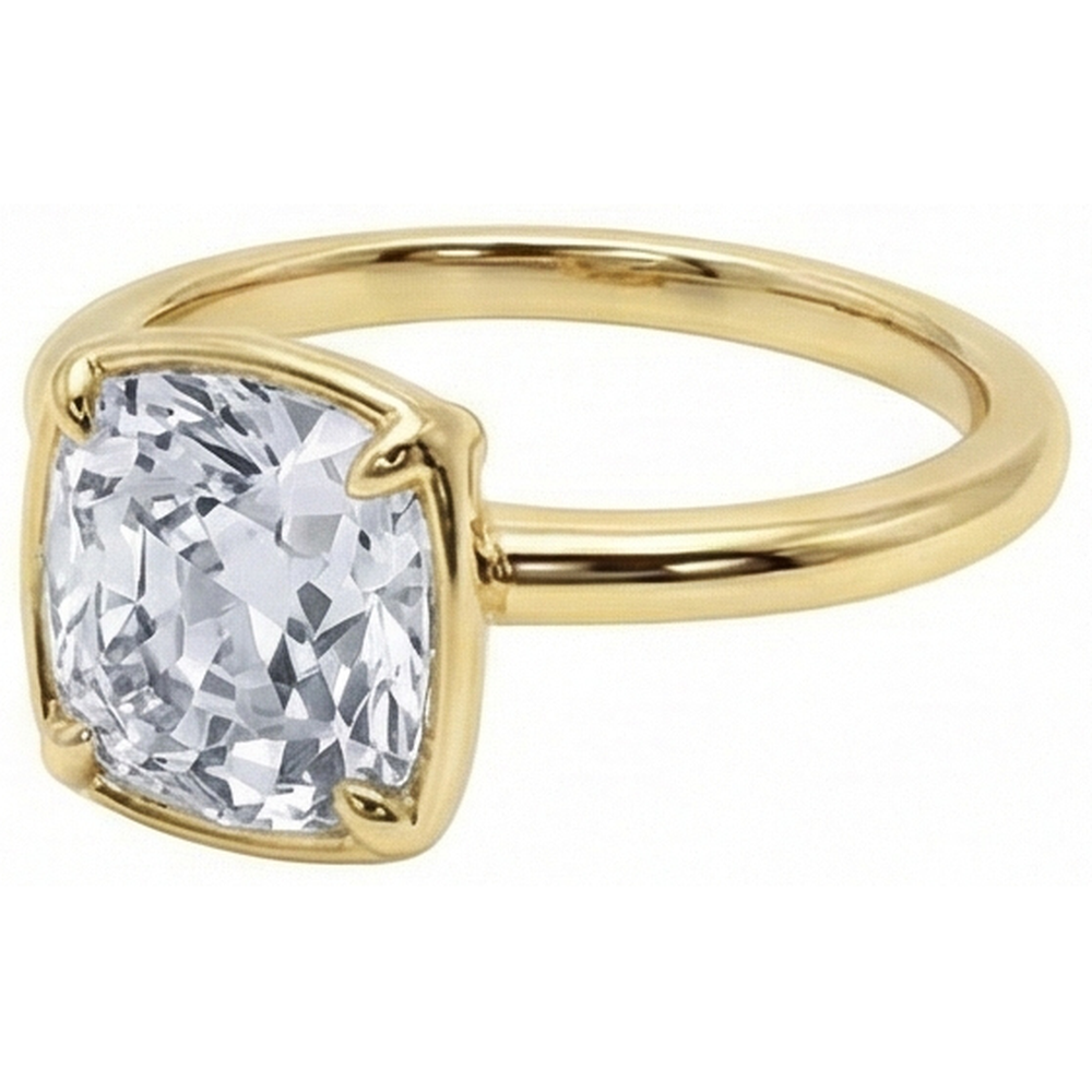 natural cushion diamond 2.25ct ring close up detail