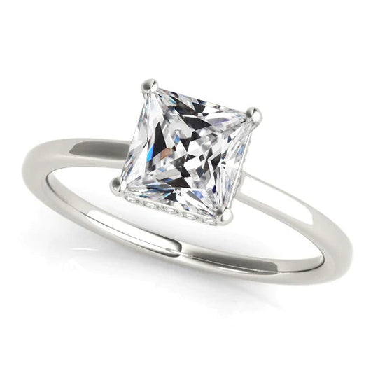 Solitaire Ring Cushion Old Miner Real Diamond Tapered Shank 3.50 Carats