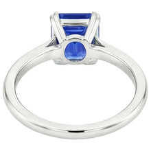 Solitaire Ring Emerald Blue Sapphire 3 Carats White Gold 14K