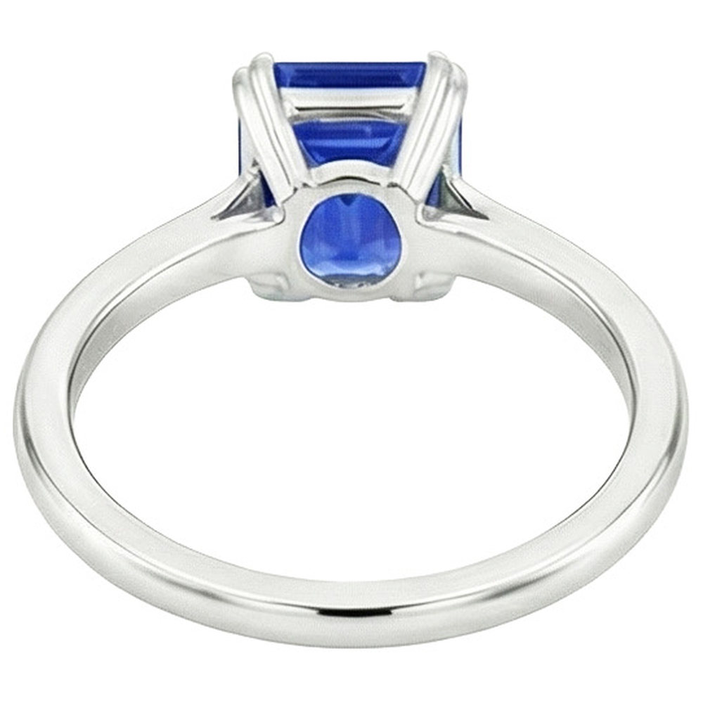 Solitaire Ring Emerald Blue Sapphire 3 Carats White Gold 14K
