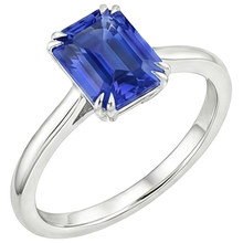 Solitaire Ring Emerald Blue Sapphire 3 Carats White Gold 14K