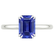 Solitaire Ring Emerald Blue Sapphire 3 Carats White Gold 14K