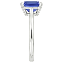 Solitaire Ring Emerald Blue Sapphire 3 Carats White Gold 14K