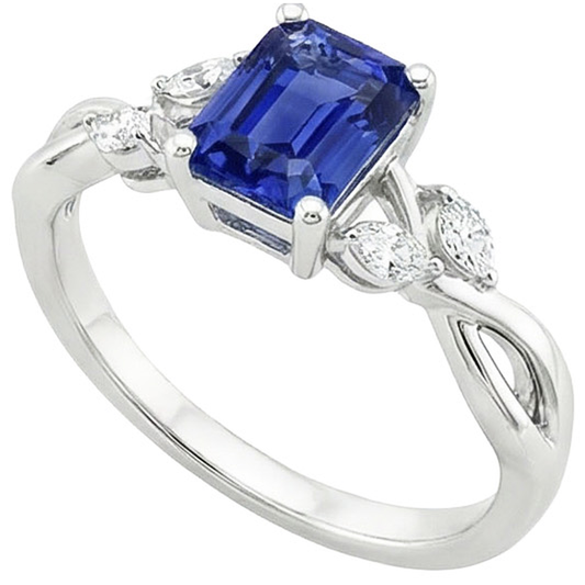 natural emerald sapphire 4ct ring side angle