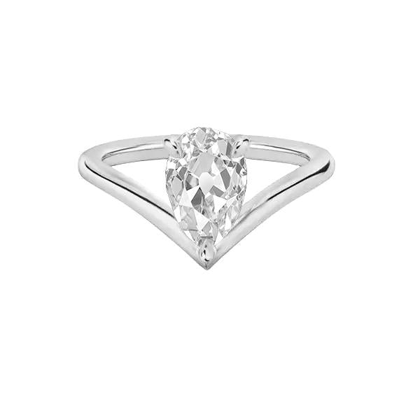 Solitaire Ring Enhancer Old Cut Pear Real Diamond 1.50 Carats 14K Gold