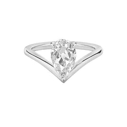 Solitaire Ring Enhancer Old Cut Pear Real Diamond 1.50 Carats 14K Gold