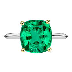 GIA Certified Colored Stone Ring – Fine Emerald 3.50 ct 14K Two
