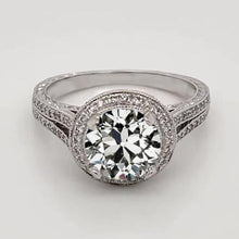 Solitaire Ring Genuine Round Old Miner Diamond White Gold 2 Carats Jewelry