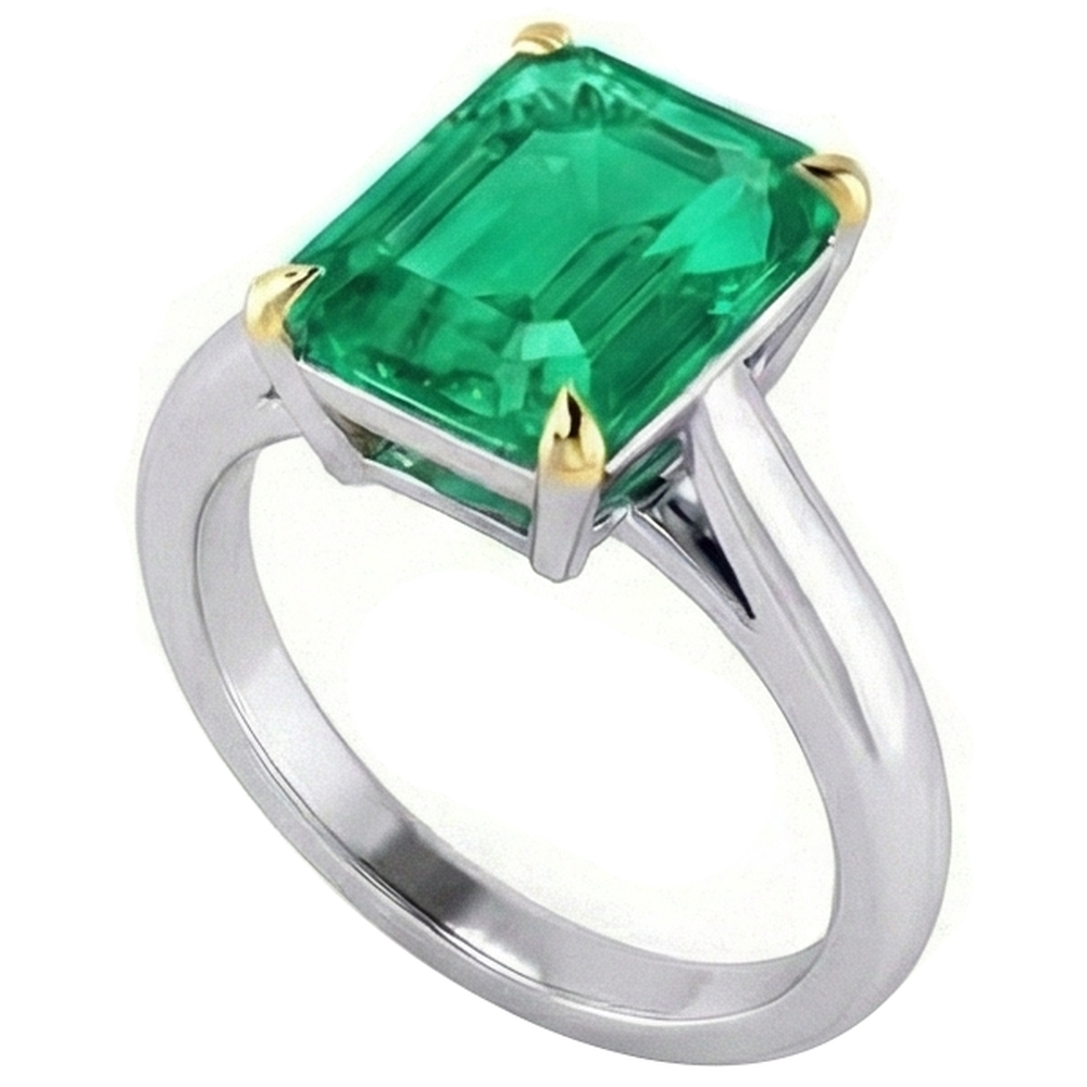 Premium Fine Emerald Colored Stone Ring 4 ct – angle view