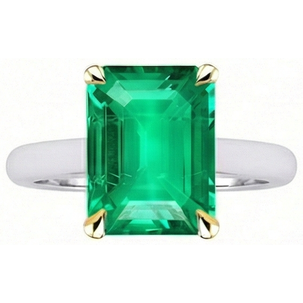 Natural Fine Emerald Colored Stone Ring – front view