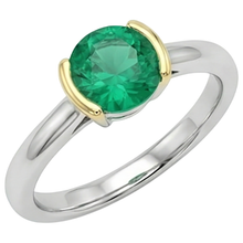 Colored Stone Ring Two-Tone 14K Gold with Emerald – angle view