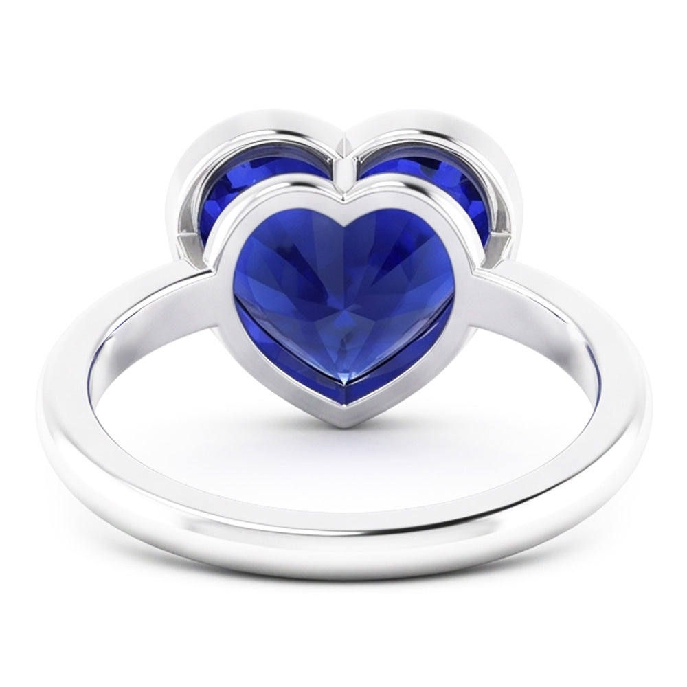 Solitaire Ring Heart Bezel Set Sri Lankan Sapphire 2 Carats Gold