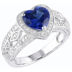 Natural Sapphire Ring 2ct - White Gold 14K