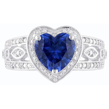 natural heart sapphire 2ct ring profile view
