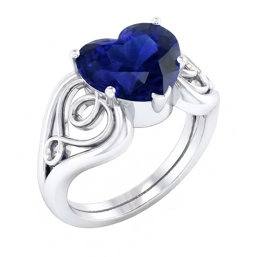 natural heart sapphire 3.50ct ring front view