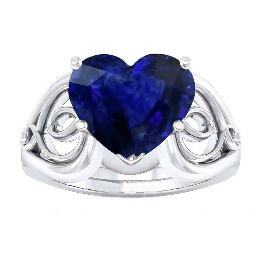 natural heart sapphire 3.50ct ring side angle