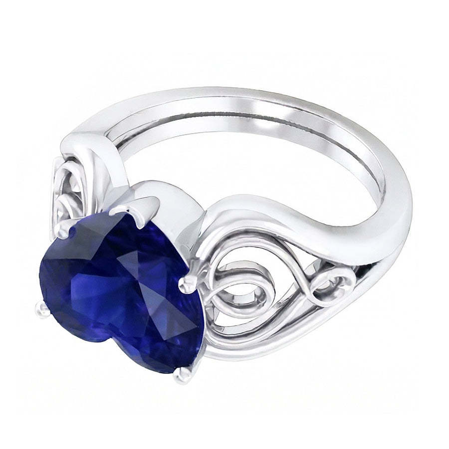 natural heart sapphire 3.50ct ring close up detail