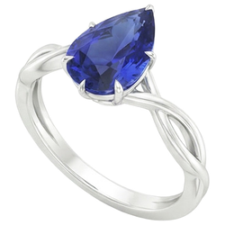 Natural Sapphire Ring 2.50ct - White Gold 14K