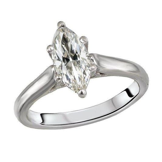 Solitaire Ring Marquise Old Mine Cut Natural Diamond Jewelry 2.50 Carats