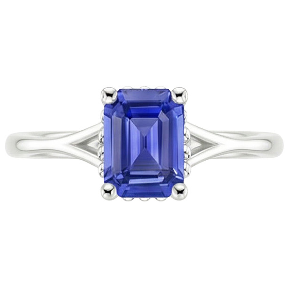 natural emerald sapphire 2ct ring profile view
