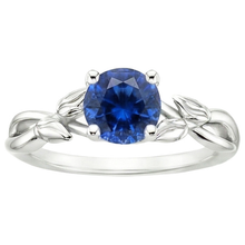 natural round sapphire 2ct ring close up detail