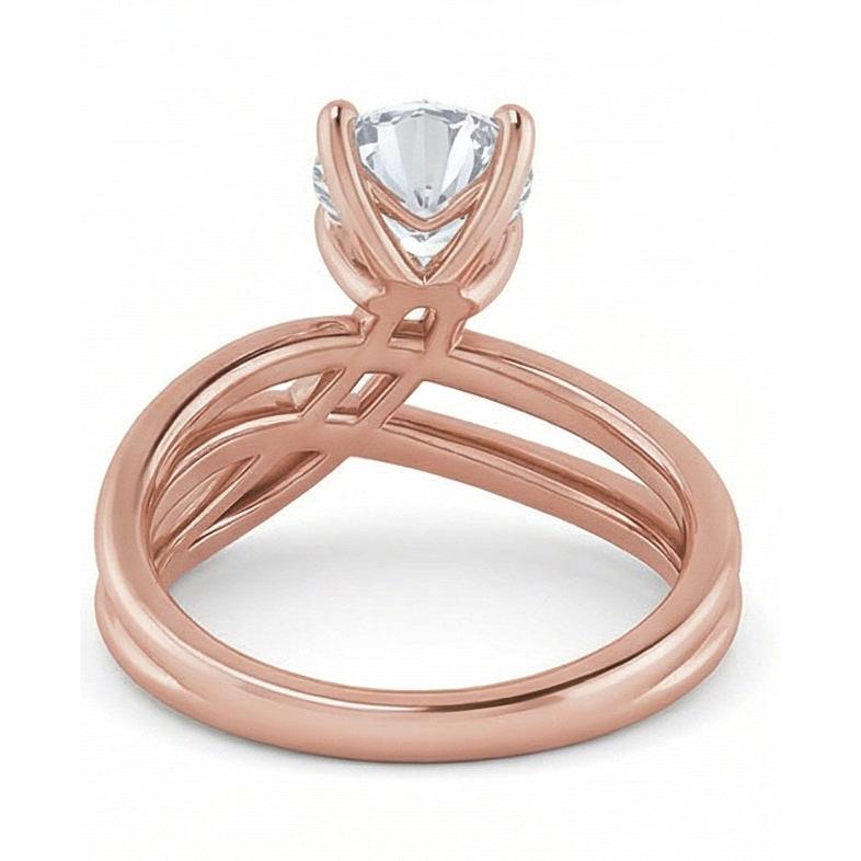 Solitaire Ring Natural Earth Mined DIAMOND ( NOT LAB GROWN ) Twisted Split Shank 2 Carats