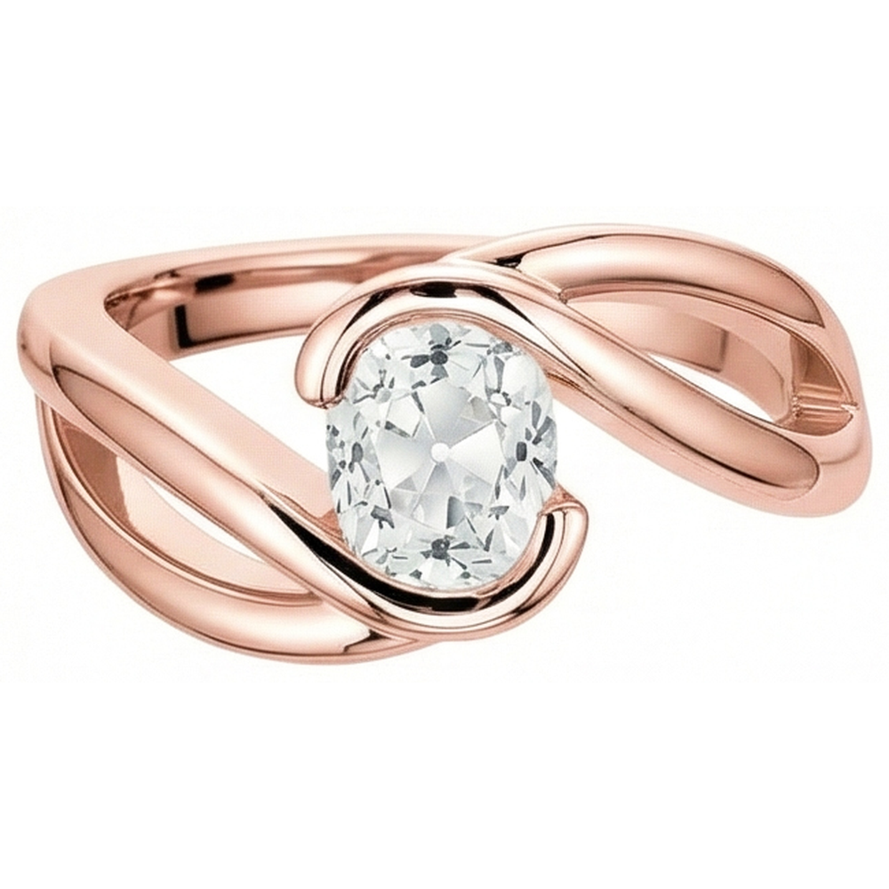Solitaire Ring Old Cut Cushion Natural Earth Mined Diamond 3.75 Carats Split Shank