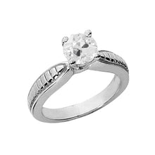 Solitaire Ring Old Cut Genuine Round Diamond 1 Carat White Gold Jewelry