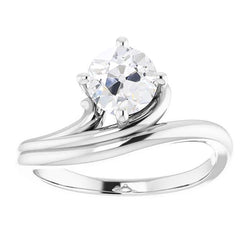Solitaire Ring Old Cut Natural Diamond Prong Twisted Split Shank 2 Carats