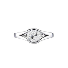 Solitaire Ring Old Cut Real Round Diamond Split Shank 1 Carat White Gold