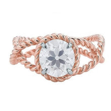 Solitaire Ring Old Cut Round Natural Earth Mined Diamond Twisted Rope Style 1 Carat
