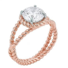 Solitaire Ring Old Cut Round Natural Earth Mined Diamond Twisted Rope Style 1 Carat