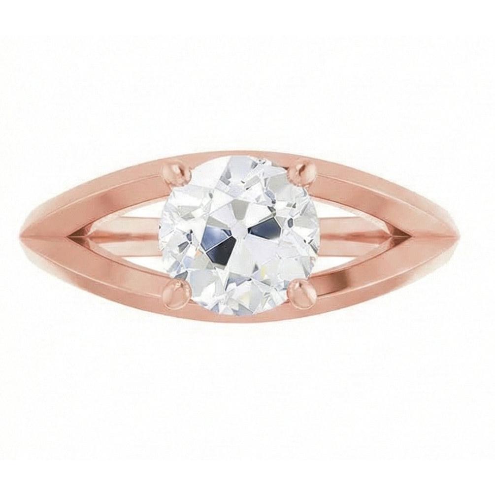 natural round diamond 2ct ring side angle