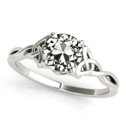 Solitaire Ring Old Mine Cut Real Natural Earth Mined Diamond Trinity Knot Style 2 Carats