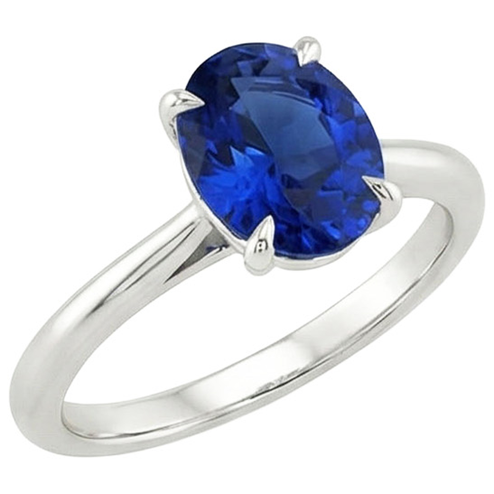 natural oval sapphire 2.50ct ring side angle