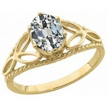 Solitaire Ring Oval Old Cut Natural Earth Mined Diamond Trinity Knot Rope Style 3 Carats