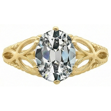 Solitaire Ring Oval Old Cut Natural Earth Mined Diamond Trinity Knot Rope Style 3 Carats