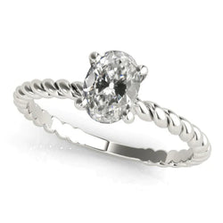 Solitaire Ring Oval Old Cut Real Natural Earth Mined Diamond 4 Prong Rope Style 2.50 Carats