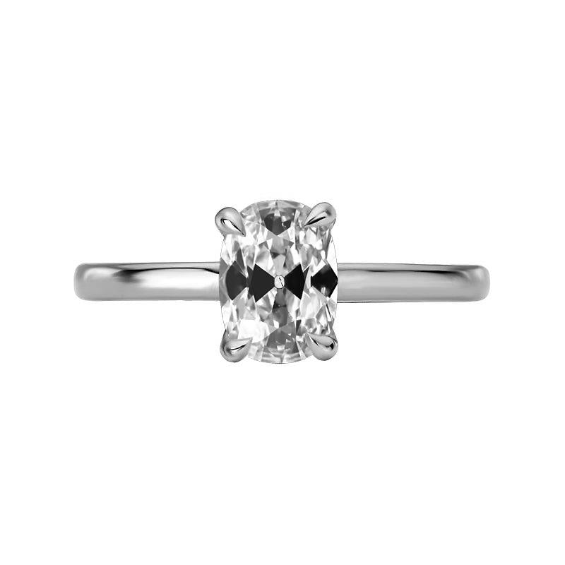 Solitaire Ring Oval Old Mine Cut Natural Diamond 4 Prong Set 3 Carats