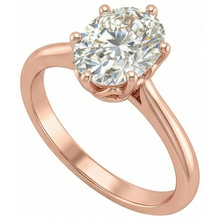 Solitaire Ring Oval Old Mine Cut Natural Earth Mined Diamond 6 Prong Set 3 Carats Gold