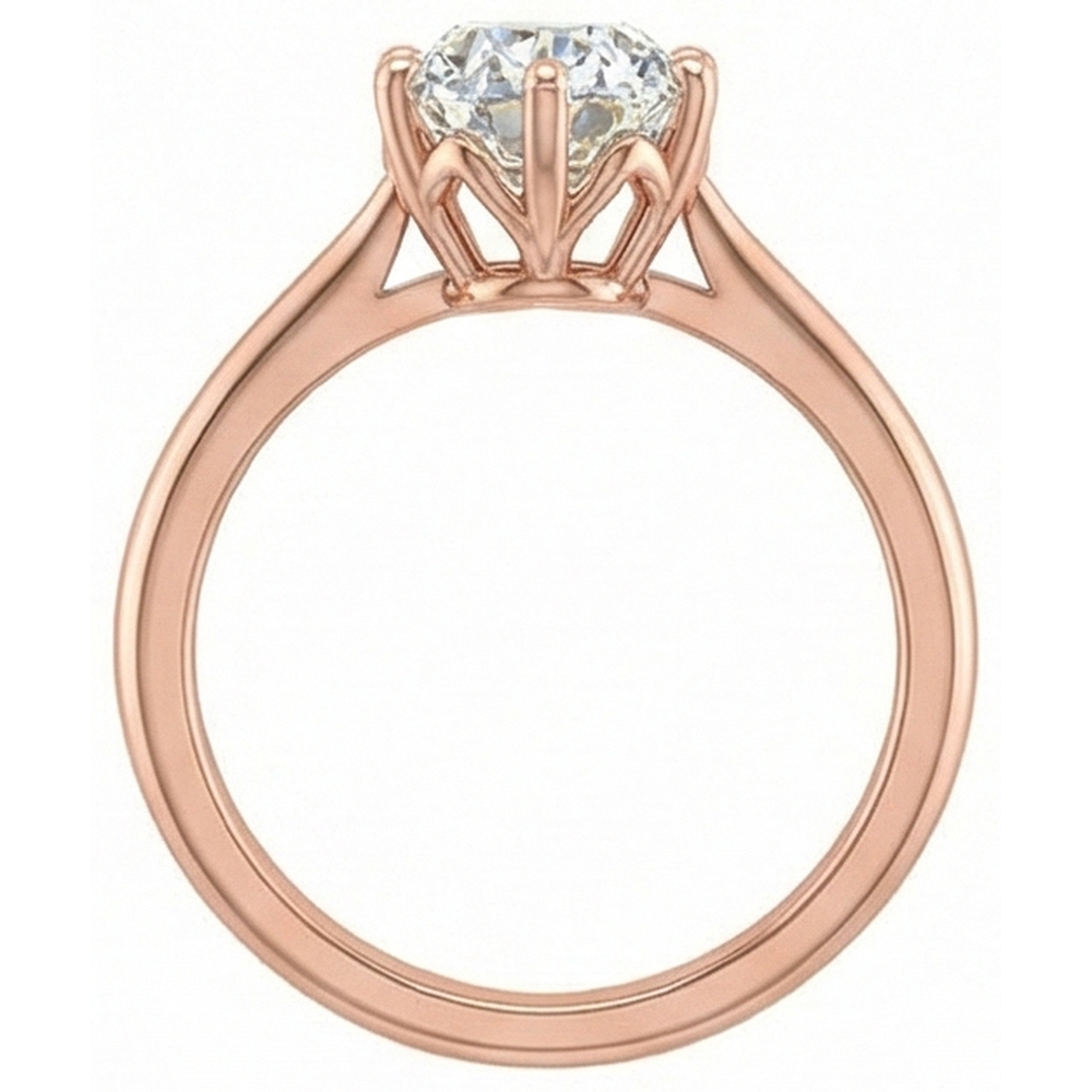 Solitaire Ring Oval Old Mine Cut Natural Earth Mined Diamond 6 Prong Set 3 Carats Gold
