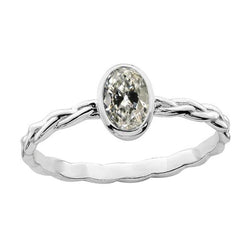 Solitaire Ring Oval Old Miner Real Diamond Twisted Bezel Set 2 Carats Gold