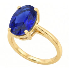 Solitaire Ring Oval Shaped Sri Lankan Sapphire 2 Carats Yellow Gold
